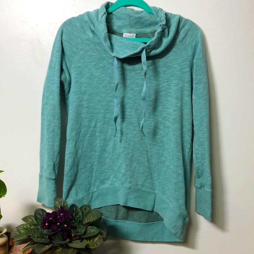 Columbia -pull over - cowl neck- teal - medium